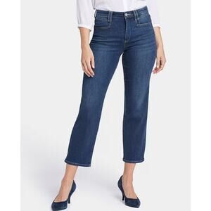NYDJ Womens Straight Ankle Jeans 8 Blue Wonderland Relaxed Square Pockets NWT